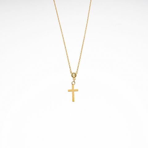 14K Gold Plated Cross Necklace with Birthstone - 12-24 in M.0575