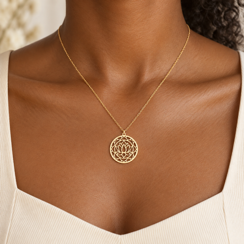 14K Gold Plated Lotus Flower Necklace - 12-24 in M.0248