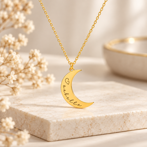14K Gold Plated Custom Moon Necklace - 12-24 in M.0332