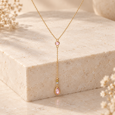 14K Gold Plated Drop Birthstone Necklace - 12-24 in M.0333