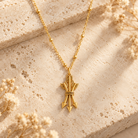 14K Gold Plated Three Arrow Necklace - 12-24 in M.0442