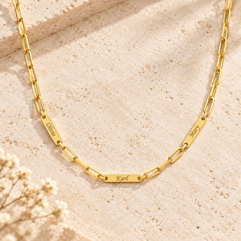 14K Gold Plated Mini Bar Name Necklace - 12-24 in M.0020