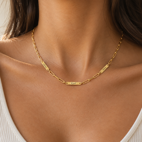 14K Gold Plated Mini Bar Name Necklace - 12-24 in M.0020
