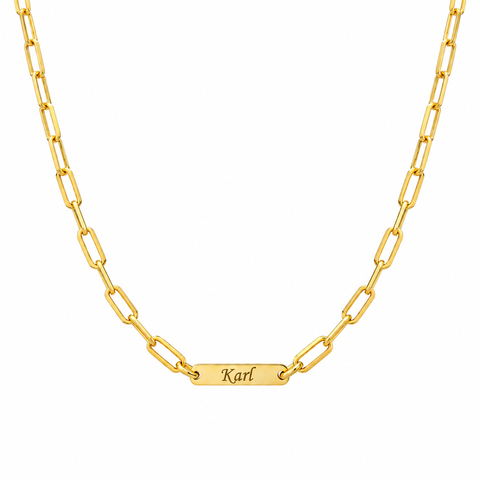14K Gold Plated Mini Bar Name Necklace - 12-24 in M.0020