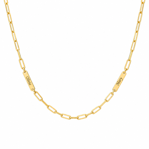 14K Gold Plated Mini Bar Name Necklace - 12-24 in M.0020