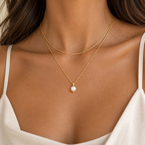 14K Gold Plated Pearl Necklace - 12-24 in M.0022