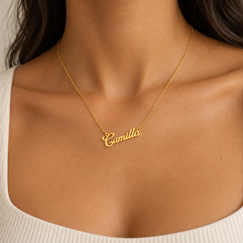 14K Gold Plated Name Necklace - 12-24 in M.0027