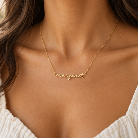 14K Gold Plated Lowercase Name Necklace - 12-24 in M.0029