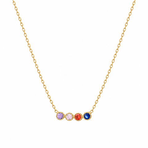 14K Gold Plated Family Birthstone Necklace - 12-24 in M.0031