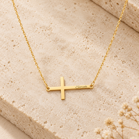 14K Gold Plated Cross Name Necklace - 12-24 in M.0033