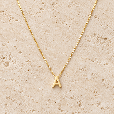14K Gold Plated Initial Necklace - 12-24 in M.0040