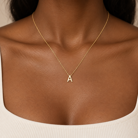 14K Gold Plated Initial Necklace - 12-24 in M.0040