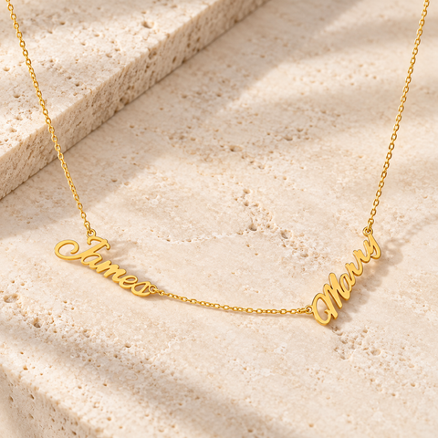 14K Gold Plated Two Name Necklace - 12-24 in M.0051