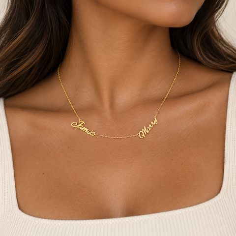 14K Gold Plated Two Name Necklace - 12-24 in M.0051