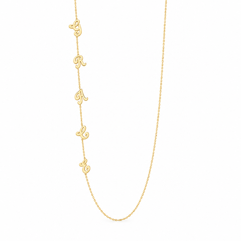 14K Gold Plated Sideways Initial Necklace - 12-24 in M.0068