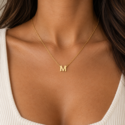 14K Gold Plated Initial Name Necklace - 12-24 in M.0105