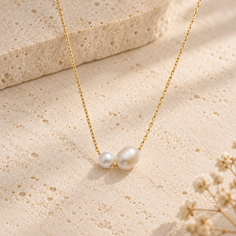 14K Gold Plated Freshwater Pearl Necklace - 12-24 in M.0148