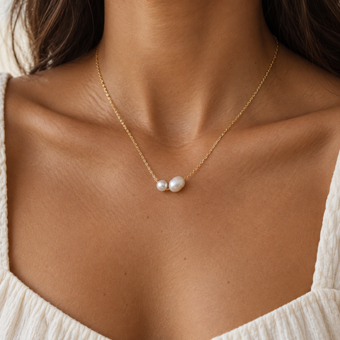 14K Gold Plated Freshwater Pearl Necklace - 12-24 in M.0148