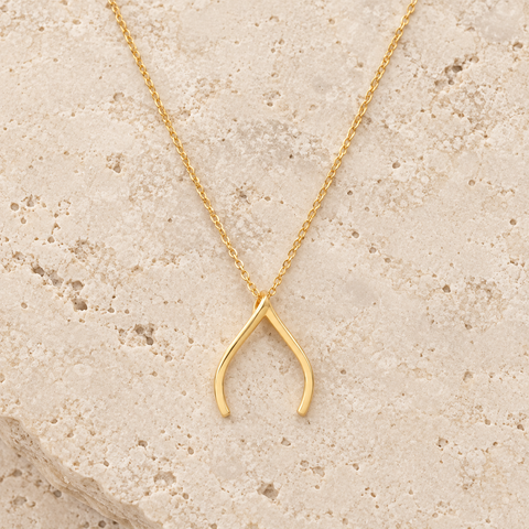 14K Gold Plated Ring Holder Necklace Wishbone - 12-24 in M.0183