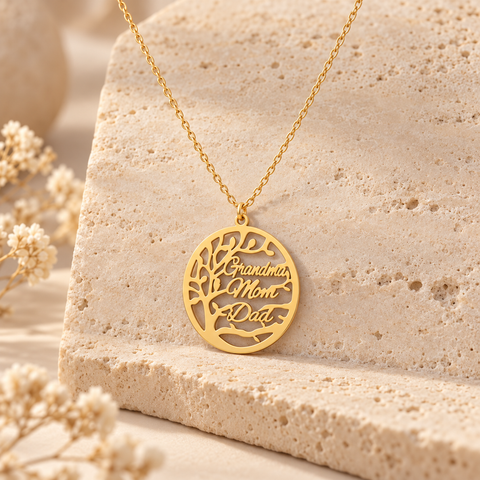 14K Gold Plated Family Tree Necklace - 12-24 in M.0162