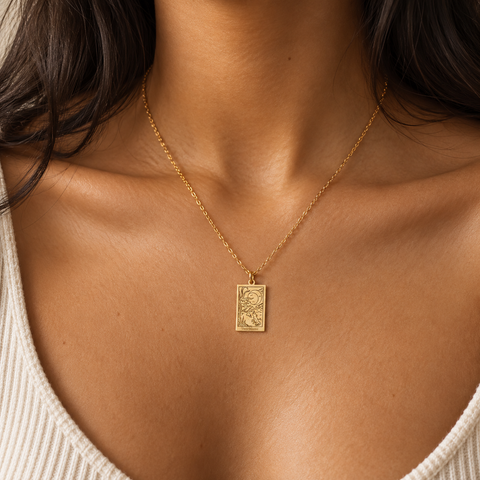 14K Gold Plated Tarot Necklace - 12-24 in M.0189