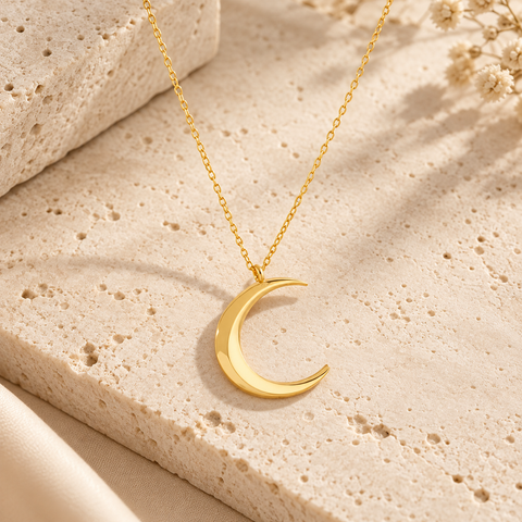 14K Gold Plated Moon Necklace - 12-24 in M.0191