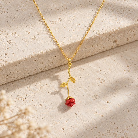 14K Gold Plated Rose Necklace - 12-24 in M.0202