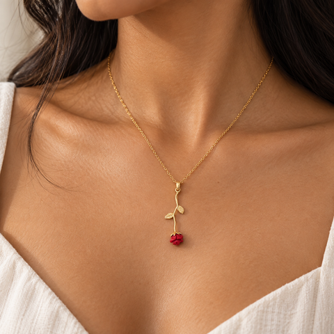 14K Gold Plated Rose Necklace - 12-24 in M.0202