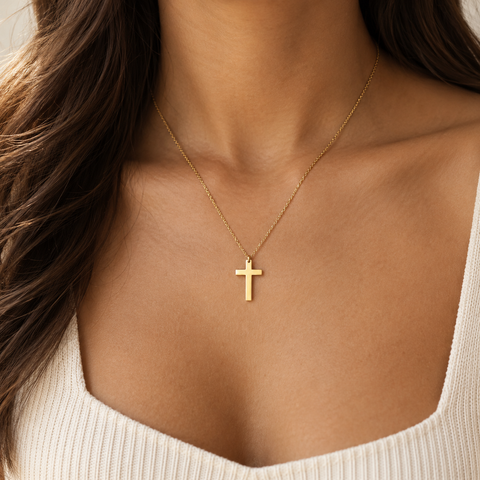 14K Gold Plated Cross Necklace - 12-24 in M.0227
