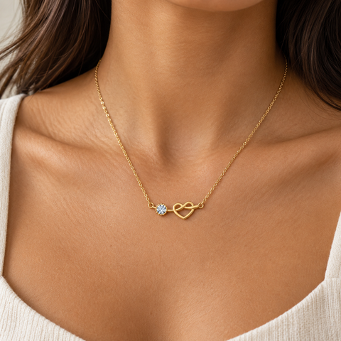 14K Gold Plated Birthstone Heart Necklace - 12-24 in M.0228