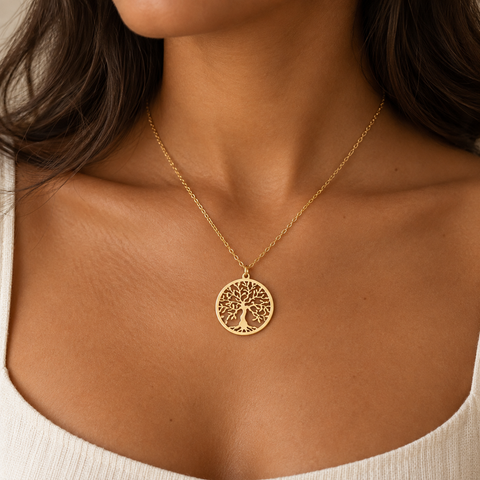 14K Gold Plated Tree of Life Necklace - 12-24 in M.0288