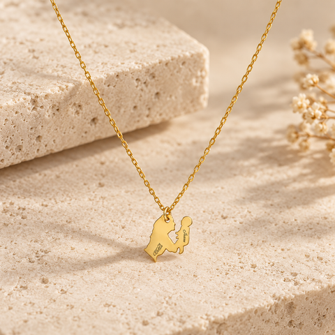14K Gold Plated Mother and Baby Heart Necklace - 12-24 in M.0289