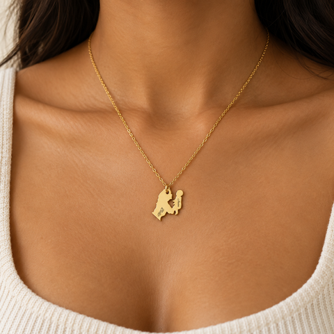 14K Gold Plated Mother and Baby Heart Necklace - 12-24 in M.0289