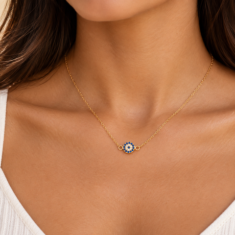 14K Gold Plated Evil Eye Necklace - 12-24 in M.0329