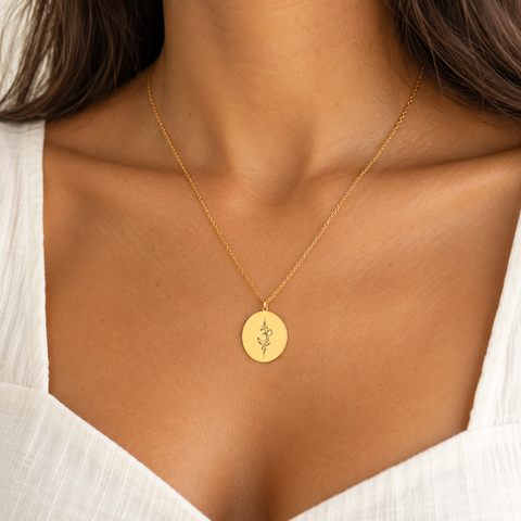 14K Gold Plated Breathe Disc Necklace - 12-24 in M.0355