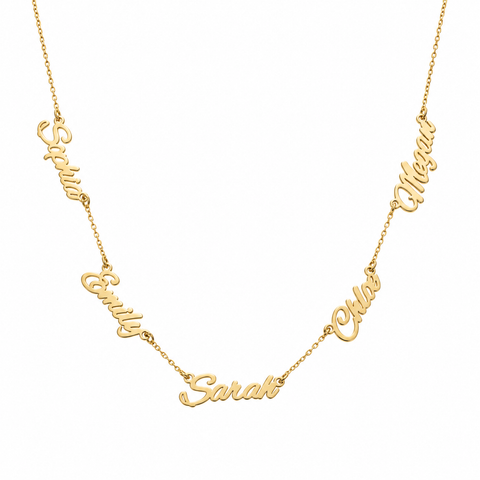 14K Gold Plated Family Name Necklace - 12-24 in M.0359