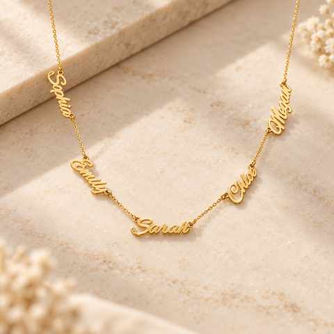 14K Gold Plated Family Name Necklace - 12-24 in M.0359