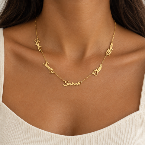 14K Gold Plated Family Name Necklace - 12-24 in M.0359