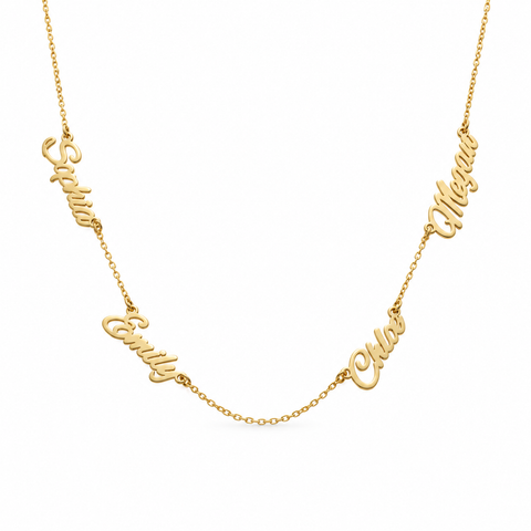 14K Gold Plated Family Name Necklace - 12-24 in M.0359