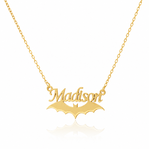 14K Gold Plated Bat Name Necklace - 12-24 in M.0360