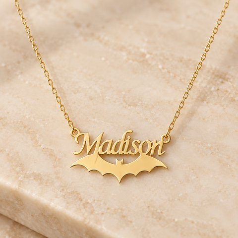 14K Gold Plated Bat Name Necklace - 12-24 in M.0360