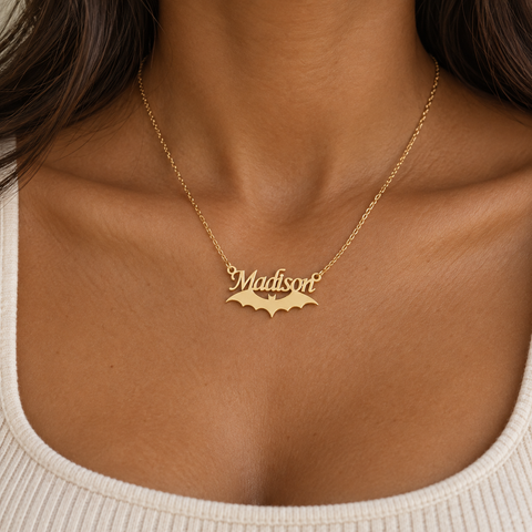 14K Gold Plated Bat Name Necklace - 12-24 in M.0360