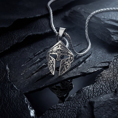 Gladiator Helmet Amulet Necklace - 20-26 in - M.0465