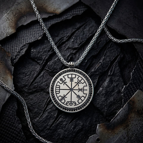 Viking Vegvisir Compass Necklace - 20-26 in - M.0468
