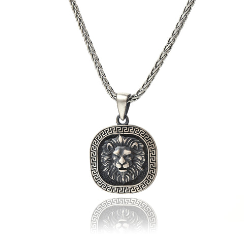 Lion Head Medallion Necklace - 20-26 in - M.0464