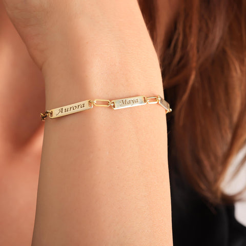 14K Gold Mini Bar Name Bracelet - 3.5-10 in M.0057