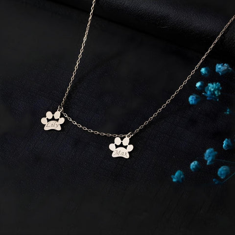 14K Gold Paw Name Necklace - 12-24 in M.0271