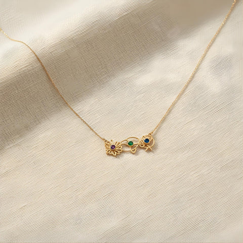 14K Dainty Gold Birth Flower Necklace - 12-24 in M.0605