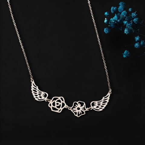 14K Gold Angel Wings with Birthflower - 12-24 in M.0273