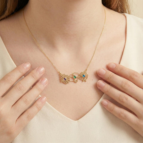 14K Dainty Gold Birth Flower Necklace - 12-24 in M.0605